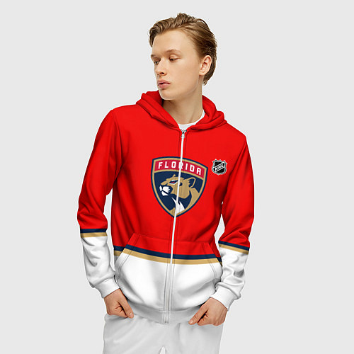 Мужская толстовка на молнии Флорида Пантерз хоккей / 3D-Белый – фото 3