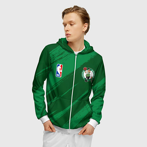 Мужская толстовка на молнии Boston Celtics NBA basketball / 3D-Белый – фото 3