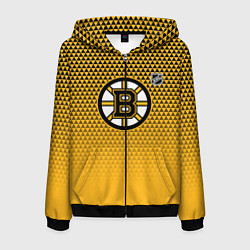 Толстовка 3D на молнии мужская Бостон Брюинз - паттерн треугольников, цвет: 3D-черный