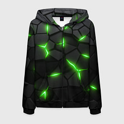 Мужская толстовка на молнии Зеленая неоновая броня