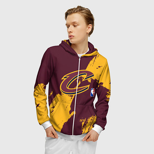 Мужская толстовка на молнии Cleveland Cavaliers NBA team / 3D-Белый – фото 3