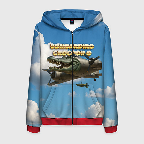 Мужская толстовка на молнии Bombardino Crocodillo мем / 3D-Красный – фото 1