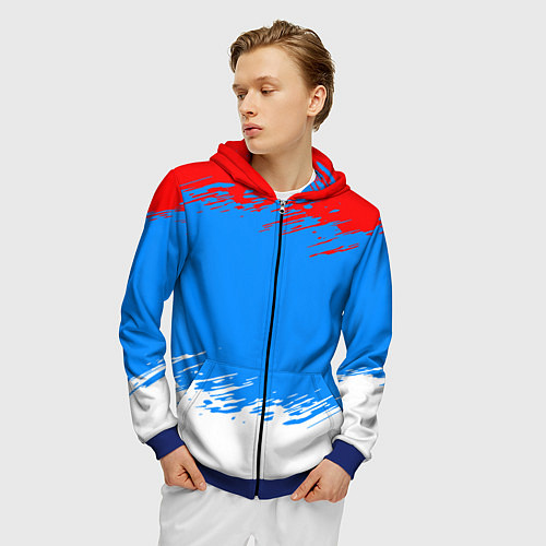 Мужская толстовка на молнии Патриот - флаг / 3D-Синий – фото 3