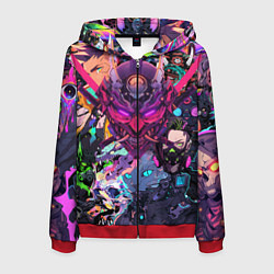 Толстовка 3D на молнии мужская Стиль Cyberpunk, цвет: 3D-красный