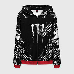 Толстовка 3D на молнии мужская Monster energy white splash, цвет: 3D-красный