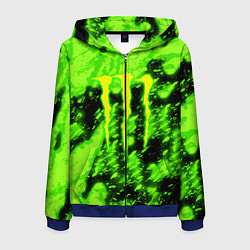 Толстовка 3D на молнии мужская Monster energy кислотное лого, цвет: 3D-синий