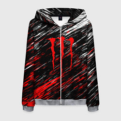 Толстовка 3D на молнии мужская Monster energy полосы красок, цвет: 3D-меланж
