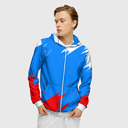 Толстовка 3D на молнии мужская Патриот Россия - флаг, цвет: 3D-белый — фото 2