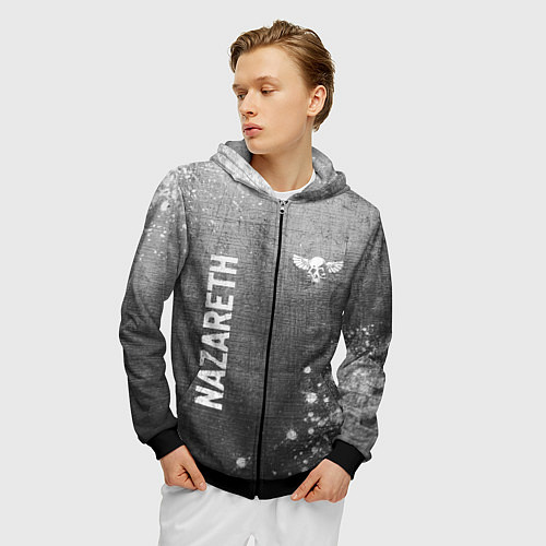 Мужская толстовка на молнии Nazareth - grey gradient вертикально / 3D-Черный – фото 3