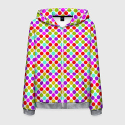 Мужская толстовка на молнии Разноцветный горох на белом