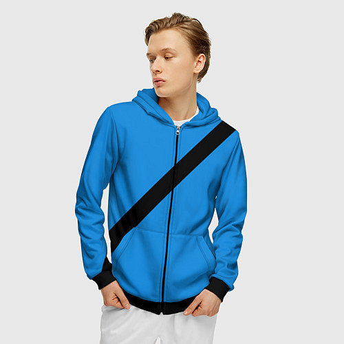 Мужская толстовка на молнии Пристегнутый ремень безопасности, синий / 3D-Черный – фото 3