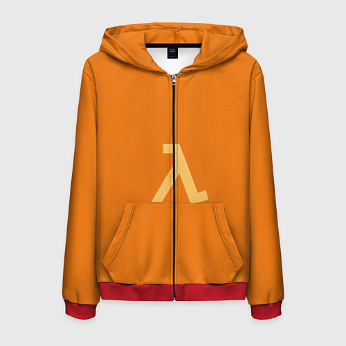 Мужская толстовка на молнии Half-Life orange / 3D-Красный – фото 1