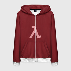 Толстовка 3D на молнии мужская Half-Life Бордовый, цвет: 3D-белый