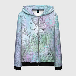 Толстовка 3D на молнии мужская Скетч японские дорамы, цвет: 3D-черный