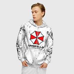 Толстовка 3D на молнии мужская Umbrella - white dirt, цвет: 3D-белый — фото 2