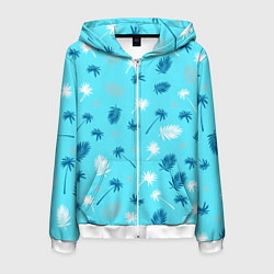 Толстовка 3D на молнии мужская Текстура голубой гавайской рубашки, цвет: 3D-белый