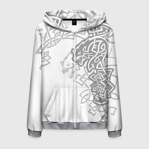 Мужская толстовка на молнии Волки спутники Одина / 3D-Меланж – фото 1