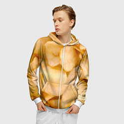 Толстовка 3D на молнии мужская Чипсы текстура, цвет: 3D-белый — фото 2