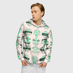 Толстовка 3D на молнии мужская Easter turquoise, цвет: 3D-белый — фото 2