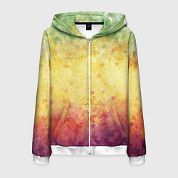 Мужская толстовка на молнии Абстракция - layers of green, yellow and red
