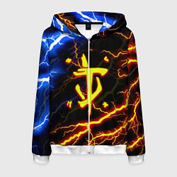 Толстовка 3D на молнии мужская Doom молнии шторм, цвет: 3D-белый