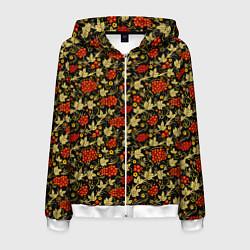 Толстовка 3D на молнии мужская Традиционный русский узор, цвет: 3D-белый