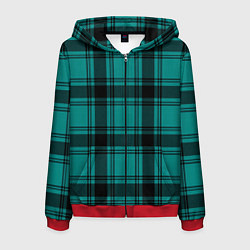 Толстовка 3D на молнии мужская Checkered dark blue, цвет: 3D-красный