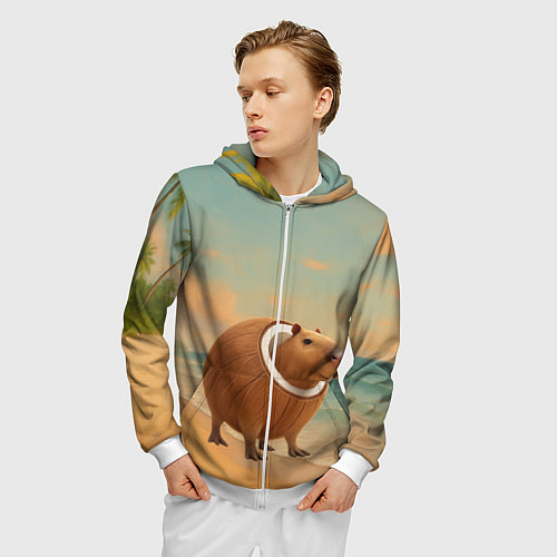 Мужская толстовка на молнии Бурбалони Лулиоли мем / 3D-Белый – фото 3