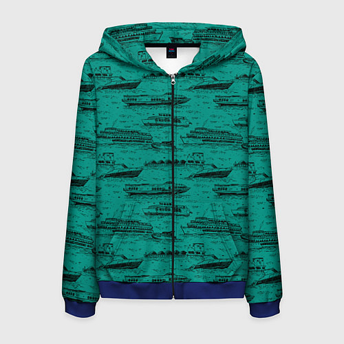 Мужская толстовка на молнии Корабли плывут по Неве / 3D-Синий – фото 1
