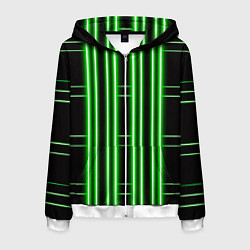 Толстовка 3D на молнии мужская Neon green, цвет: 3D-белый
