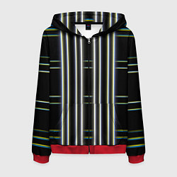 Толстовка 3D на молнии мужская Neon yellow blue white, цвет: 3D-красный