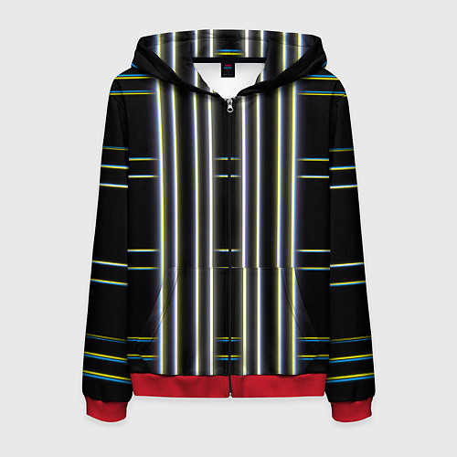 Мужская толстовка на молнии Neon yellow blue white / 3D-Красный – фото 1