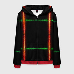 Толстовка 3D на молнии мужская Color green orange lines, цвет: 3D-красный