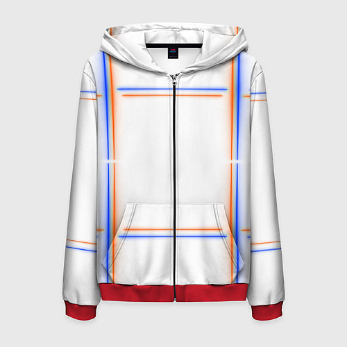 Мужская толстовка на молнии Neon white orange blue / 3D-Красный – фото 1