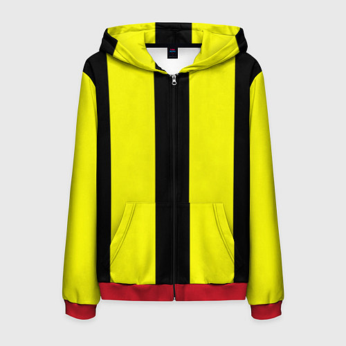 Мужская толстовка на молнии Color yellow black line / 3D-Красный – фото 1