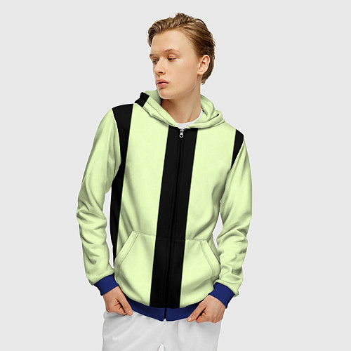Мужская толстовка на молнии Color light green black line / 3D-Синий – фото 3