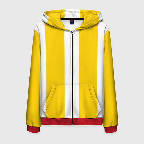 Мужская толстовка на молнии Color yellow white line / 3D-Красный – фото 1