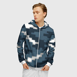 Толстовка 3D на молнии мужская Пиксельная текстура камуфляж, цвет: 3D-белый — фото 2
