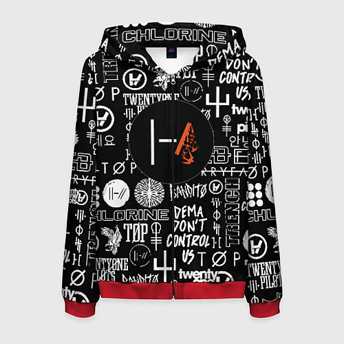 Мужская толстовка на молнии Twenty one pilots rock logo / 3D-Красный – фото 1