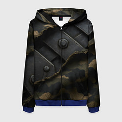 Мужская толстовка на молнии Порванная камуфляжная ткань с металлом