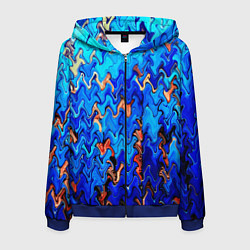 Мужская толстовка на молнии Сине-голубой стекающая абстракция