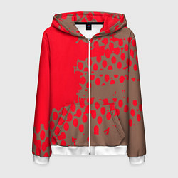 Мужская толстовка на молнии Абстрактные алые пятна на цвете какао