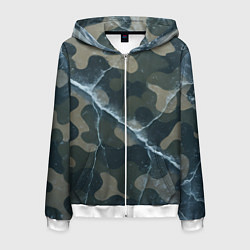 Толстовка 3D на молнии мужская Ледяной камуфляж, цвет: 3D-белый
