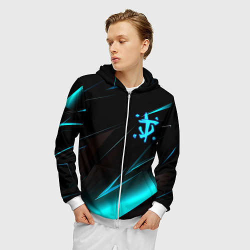 Мужская толстовка на молнии Doom neon stripes / 3D-Белый – фото 3