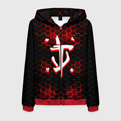 Толстовка 3D на молнии мужская Doom огненная броня лого, цвет: 3D-красный