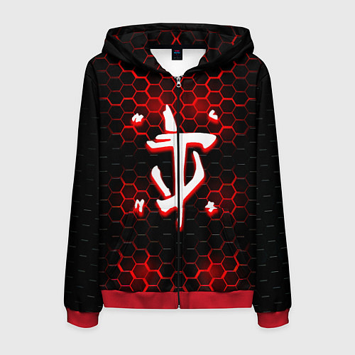 Мужская толстовка на молнии Doom огненная броня лого / 3D-Красный – фото 1