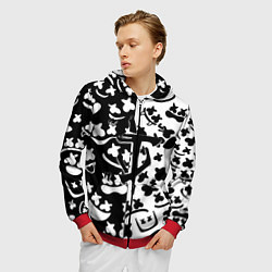 Толстовка 3D на молнии мужская Doom x Marshmello pattern, цвет: 3D-красный — фото 2