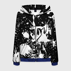 Толстовка 3D на молнии мужская Doom белые краски, цвет: 3D-синий
