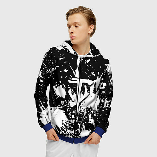 Мужская толстовка на молнии Doom белые краски / 3D-Синий – фото 3