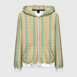 Толстовка 3D на молнии мужская Color beige cage light blue stripes, цвет: 3D-белый